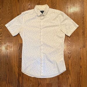 Topman White Geometric Diamond Pattern Short Sleeve Button Down Shirt